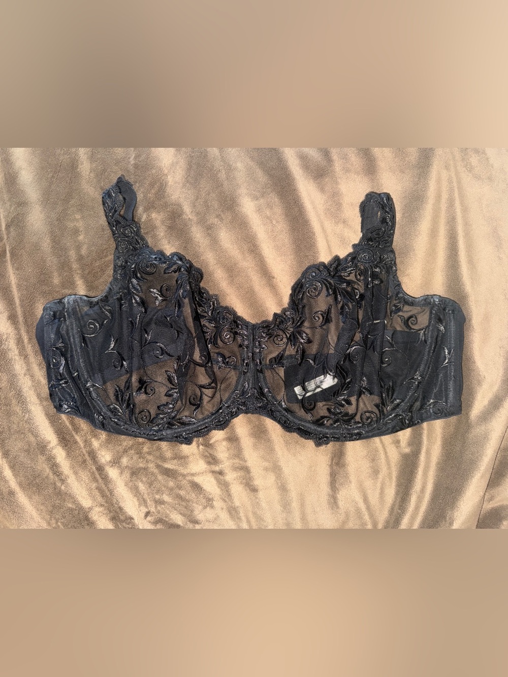 Soma Black Sheer Floral Embroidered Underwire Bra